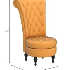 Container Furniture Direct - Mustard Yellow Velvet Accent Chair with Storage and Luxurious Upholstery, Retro Design and Versatile Usage for Livingroom, Bedroom, Lounge and Office