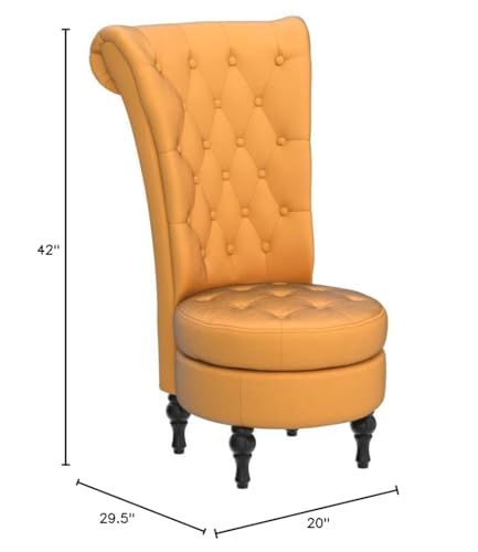 Container Furniture Direct - Mustard Yellow Velvet Accent Chair with Storage and Luxurious Upholstery, Retro Design and Versatile Usage for Livingroom, Bedroom, Lounge and Office