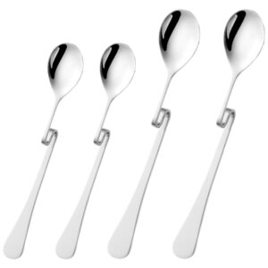 osaladi 4pcs espresso spoon stainless steel jam honey spoon coffee stir spoon milk mixing spoons teaspoon hanging cup dessert tea stirring spoons with curved handle