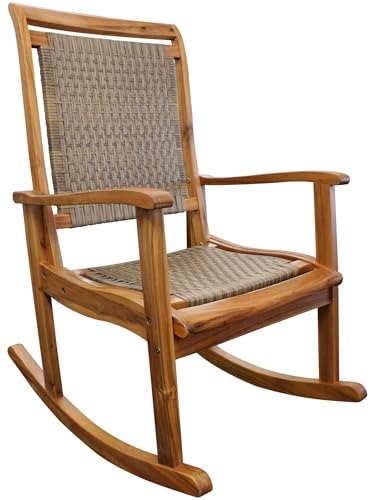 Leigh Country Sequoia Wicker Patio Rocker Rocking Chair, Brown