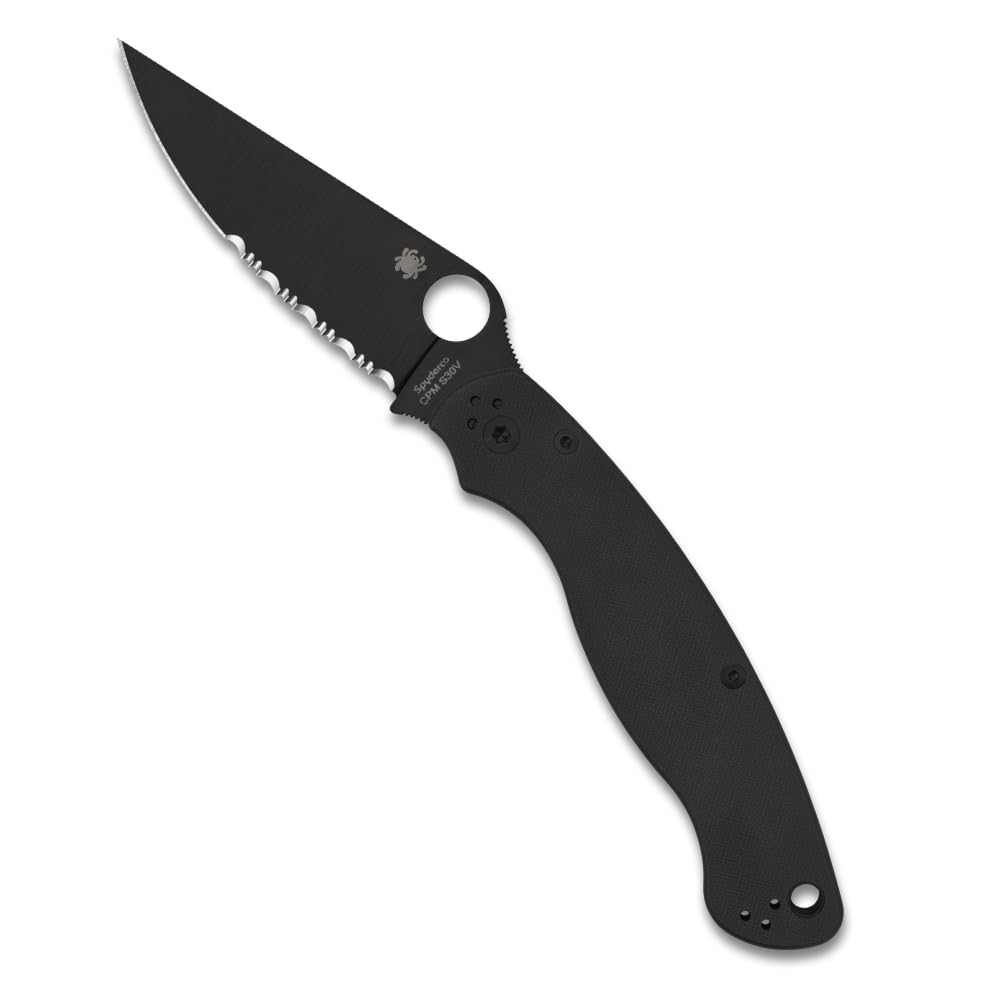 Spyderco Military 2 Folding Pocket Knife with 4 Inch Black CPM S30V Steel Blade and G-10 Handle - CombinationEdge - C36GPSBK2