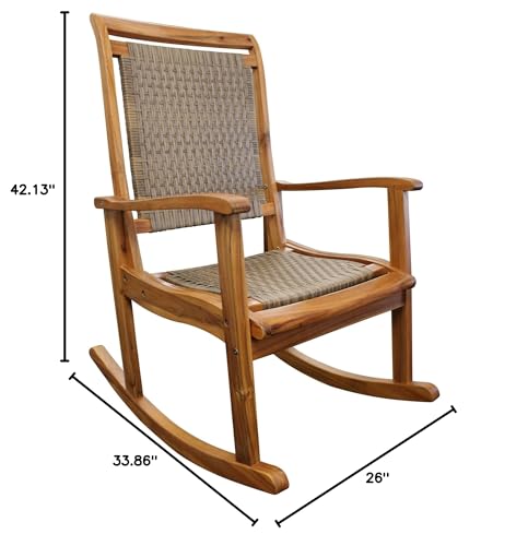 Leigh Country Sequoia Wicker Patio Rocker Rocking Chair, Brown