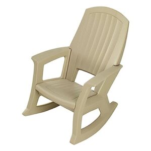 Semco Plastics Rockaway Heavy-Duty All-Weather Plastic Outdoor Porch Rocking Chair for Home Deck and Backyard Patios, Tan (2 Pack)