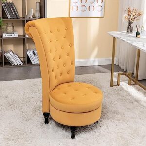 Container Furniture Direct - Mustard Yellow Velvet Accent Chair with Storage and Luxurious Upholstery, Retro Design and Versatile Usage for Livingroom, Bedroom, Lounge and Office