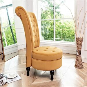 Container Furniture Direct - Mustard Yellow Velvet Accent Chair with Storage and Luxurious Upholstery, Retro Design and Versatile Usage for Livingroom, Bedroom, Lounge and Office