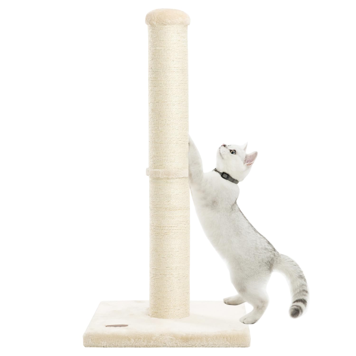 Karolpar 34inch Cat Scratching Post with Natural Sisal Rope 4.3Inch Large Diameter Scratcher Post Tree for Indoor Cats Beige