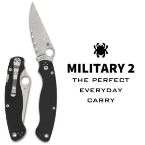 Spyderco Military 2 Folding Pocket Knife with 4 Inch CPM S30V Steel Blade and G-10 Handle - CombinationEdge - C36GPS2