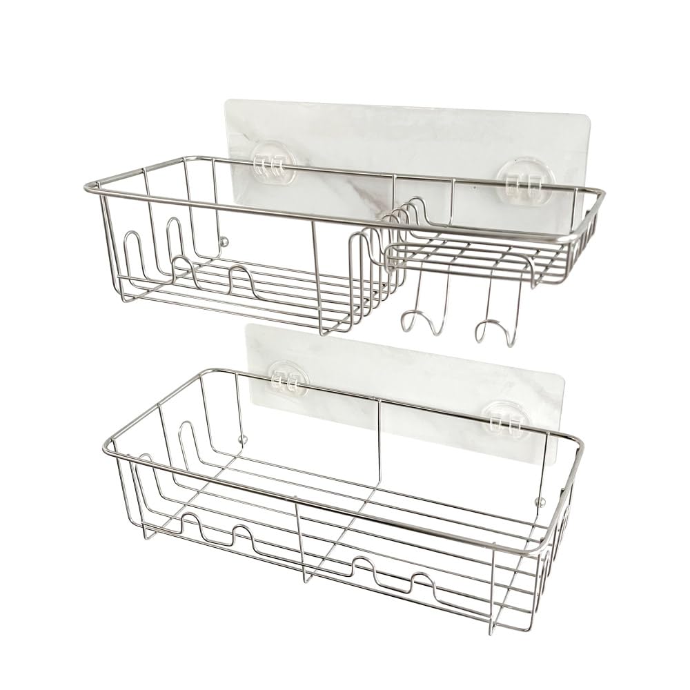 Leeda Shower Caddies, No Drilling, soap Dish Holder 2 Tiers (SLIVERY, Stainless Steel)