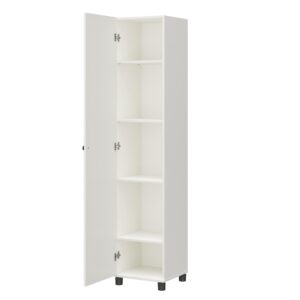 SystemBuild Evolution Kendall Fluted 16" Wide 1 Door Storage Cabinet, White