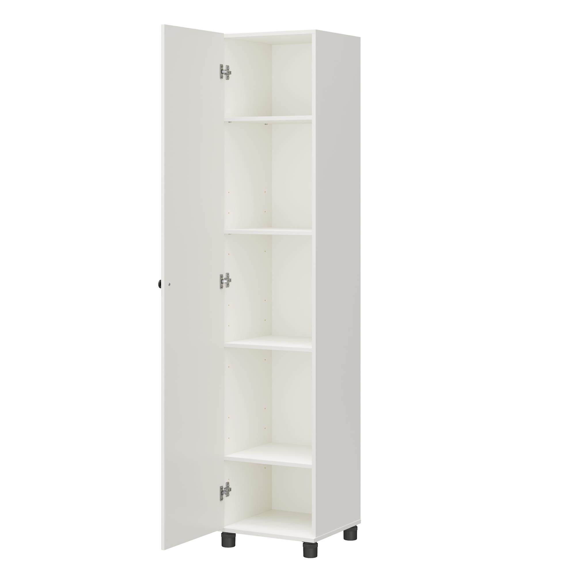 SystemBuild Evolution Kendall Fluted 16" Wide 1 Door Storage Cabinet, White