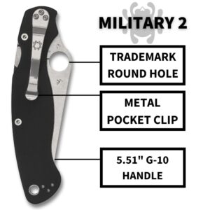 Spyderco Military 2 Folding Pocket Knife with 4 Inch CPM S30V Steel Blade and G-10 Handle - CombinationEdge - C36GPS2