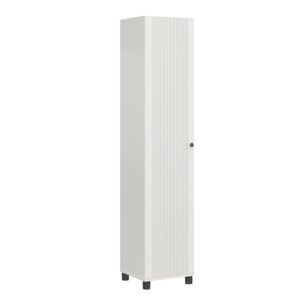 systembuild evolution kendall fluted 16" wide 1 door storage cabinet, white