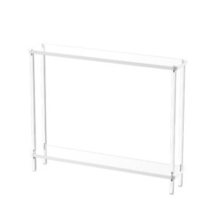 CRTERICX Acrylic Narrow Console Table for Entryway, 7.6" D x 39.4" W x 31.5" H, Cylindrical Legs, Skinny Entry Table for Sofa, Foyer, Hallway, Living Room, Modern, 2-Tier, Clear