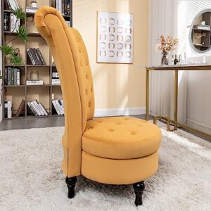 Container Furniture Direct - Mustard Yellow Velvet Accent Chair with Storage and Luxurious Upholstery, Retro Design and Versatile Usage for Livingroom, Bedroom, Lounge and Office