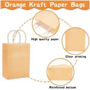 Whaline Orange Party Favor Bags 24Pcs Paper Gift Bags with Handles Grocery Shopping Treat Bags 30Pcs Wrapping Packaging Tissue Papers for DIY Art Craft Holiday Wedding Birthday Party Decorations