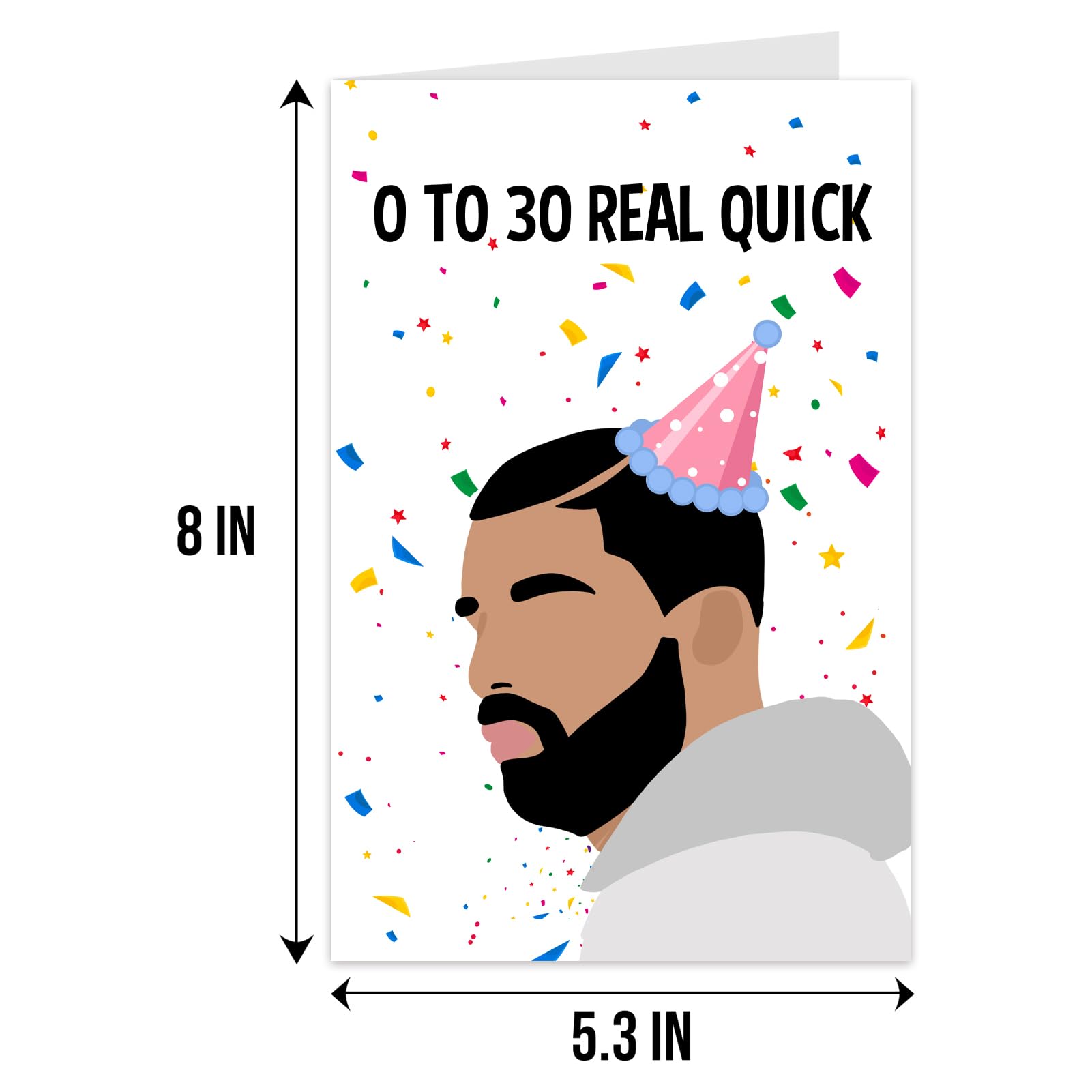 Qiliji Funny 30th Birthday Card for Men Women, Drake 30 Years Old Birthday Card, Happy 30th Bday Greeting Card, 0 To 30 Real Quick Birthday Card