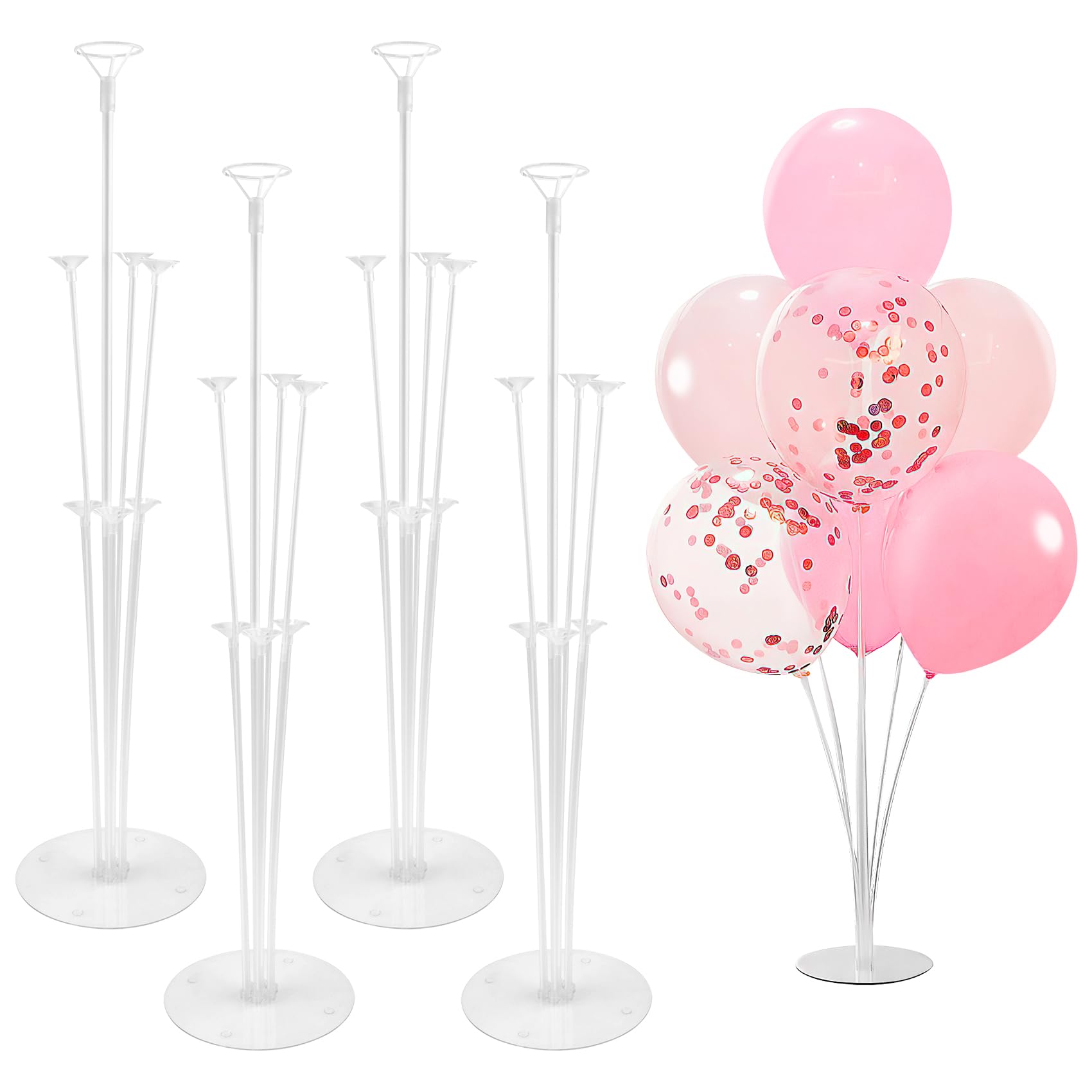 4 Sets Balloon Stand Kit Balloon Sticks With Base for Table Balloon Stands With Base for Floor Balloon Arch Stand With Base Balloon Stands for Table Baby Shower Birthday Wedding Party Decorations