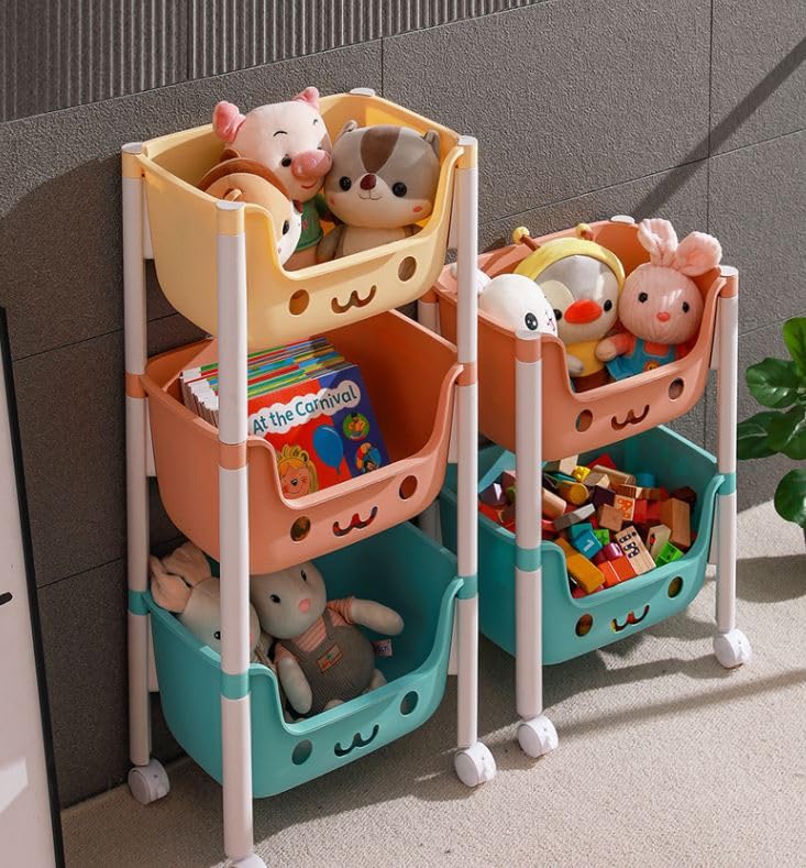 The Simple Co. Colorful Multi-Layer Cute Children's Storage Bin (Two Tier)