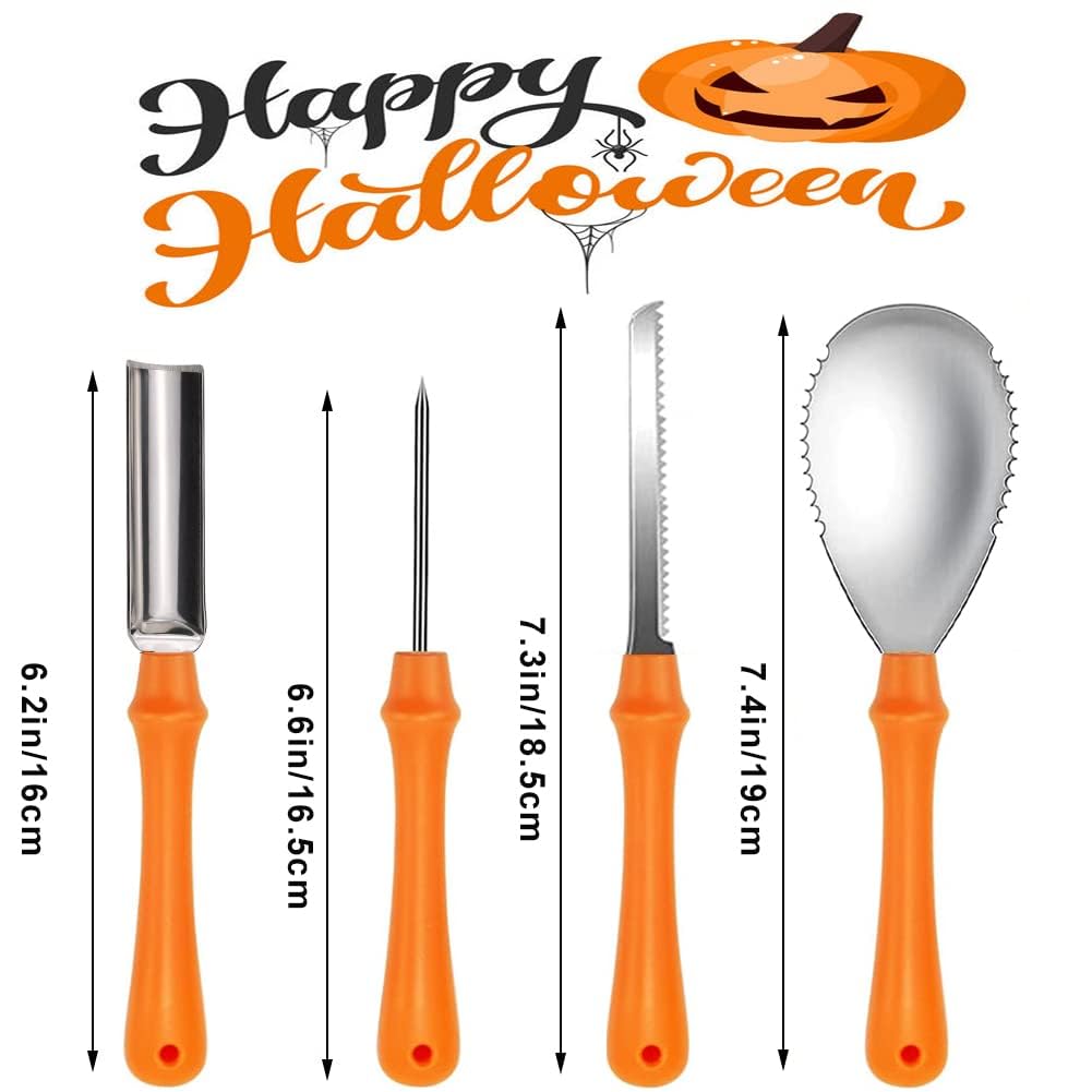 QJIUBA Halloween Pumpkin Carving Kit，Professional Stainless Steel Pumpkin Carving tools，Safe and Easy Bulk Pumpkin Carving Kit for Kids Adults，Family Decorations DIY Carving Gift（10PACS