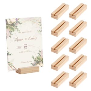 10 pcs wood place card holders,wood sign holders,table number holder stands,picture holder,name card holder for wedding,retail shop,parties, anniversaries,business card holders for decoration,events