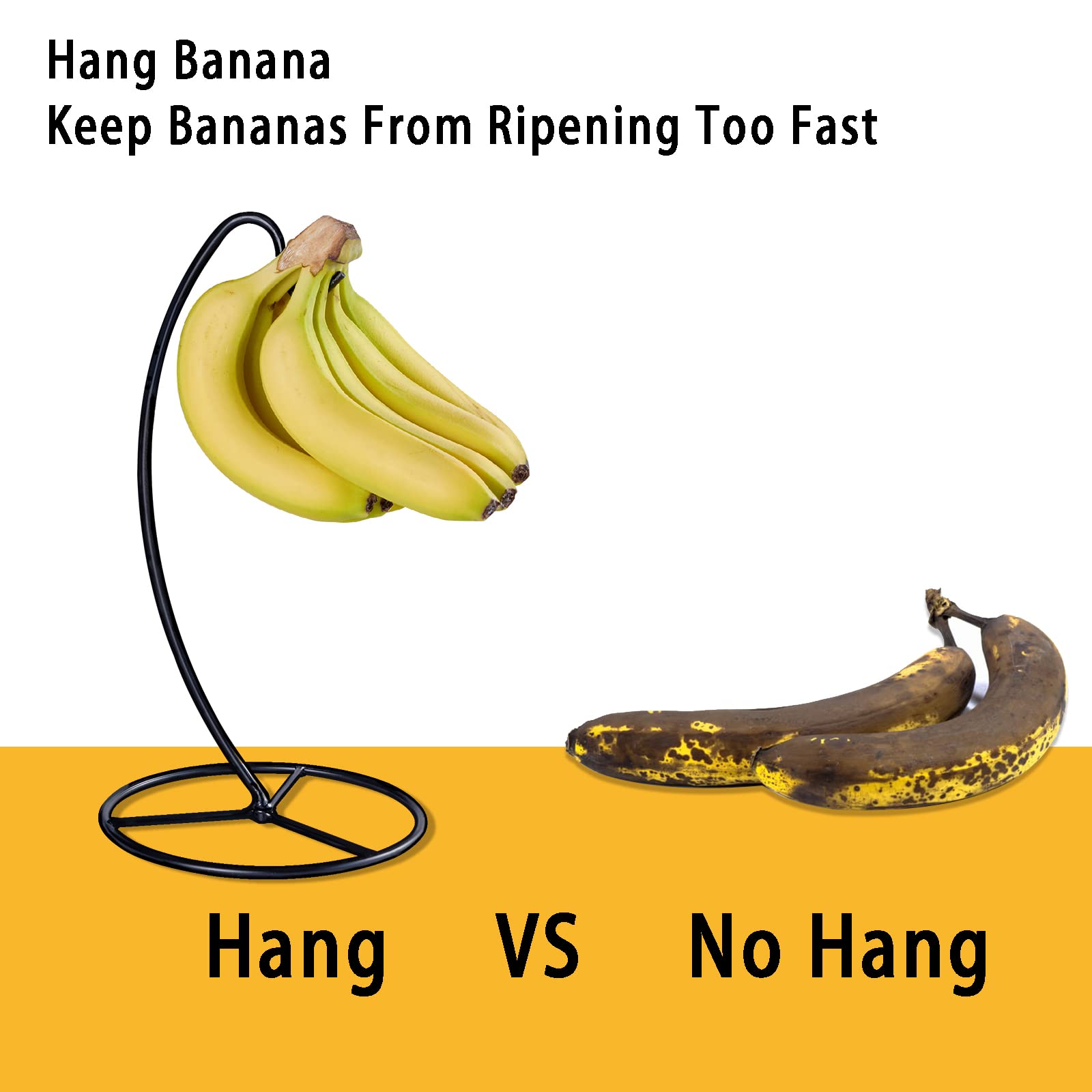 FFQ Banana Holder Stand,Banana Hanger Tree Stand Hook for Kitchen Countertop, Banana Hook Stand hold 15lb banana