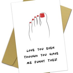 Qiyepbro Funny Birthday card for Mom Toes Mothers Day Card Birthday Gift Card for Mom Daughter Birthday Card Love You Even Though You Gave Me Funny Toes