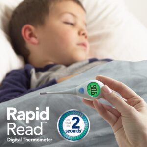 Vicks RapidRead Digital Thermometer, Temperature Readings in 2 Seconds, Use as Oral Thermometer, Baby Rectal Thermometer or Under The Arm, Water Resistant, FSA and HSA Eligible