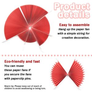 CEEYSEE Pack of 6 Hanging Paper Fans Party Round Decoration Paper Fans for Tea Party Birthday Bridal Wedding Baby Graduation Events (Red/SHOS)