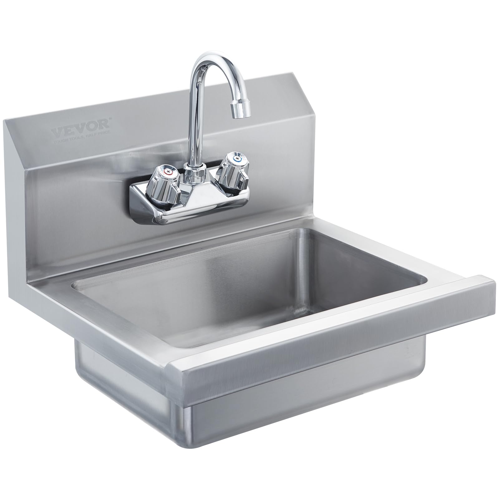 VEVOR Commercial Hand Sink with Faucet, NSF Stainless Steel Sink for Washing, Small Hand Washing Sink, Wall Mount Hand Basin, Utility Sink for Restaurant, Kitchen, Bar, Garage and Home, 17 x 15 inch