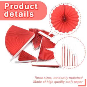 CEEYSEE Pack of 6 Hanging Paper Fans Party Round Decoration Paper Fans for Tea Party Birthday Bridal Wedding Baby Graduation Events (Red/SHOS)