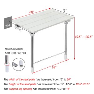 Folding Shower Seat Wall Mounted Fold Down Shower Seat for Inside Shower Fold Up Shower Seat with Legs Foldable Handicap Shower Bench for Elderly