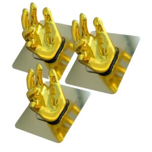 Pluspexy Gold Wall Decorative Hooks 3Pack Hand Shaped Adhesive Hooks for Hanging Things Bathroom Shower Towel Hooks Behind The Door Coat Hooks Renter Friendly Wall Hooks