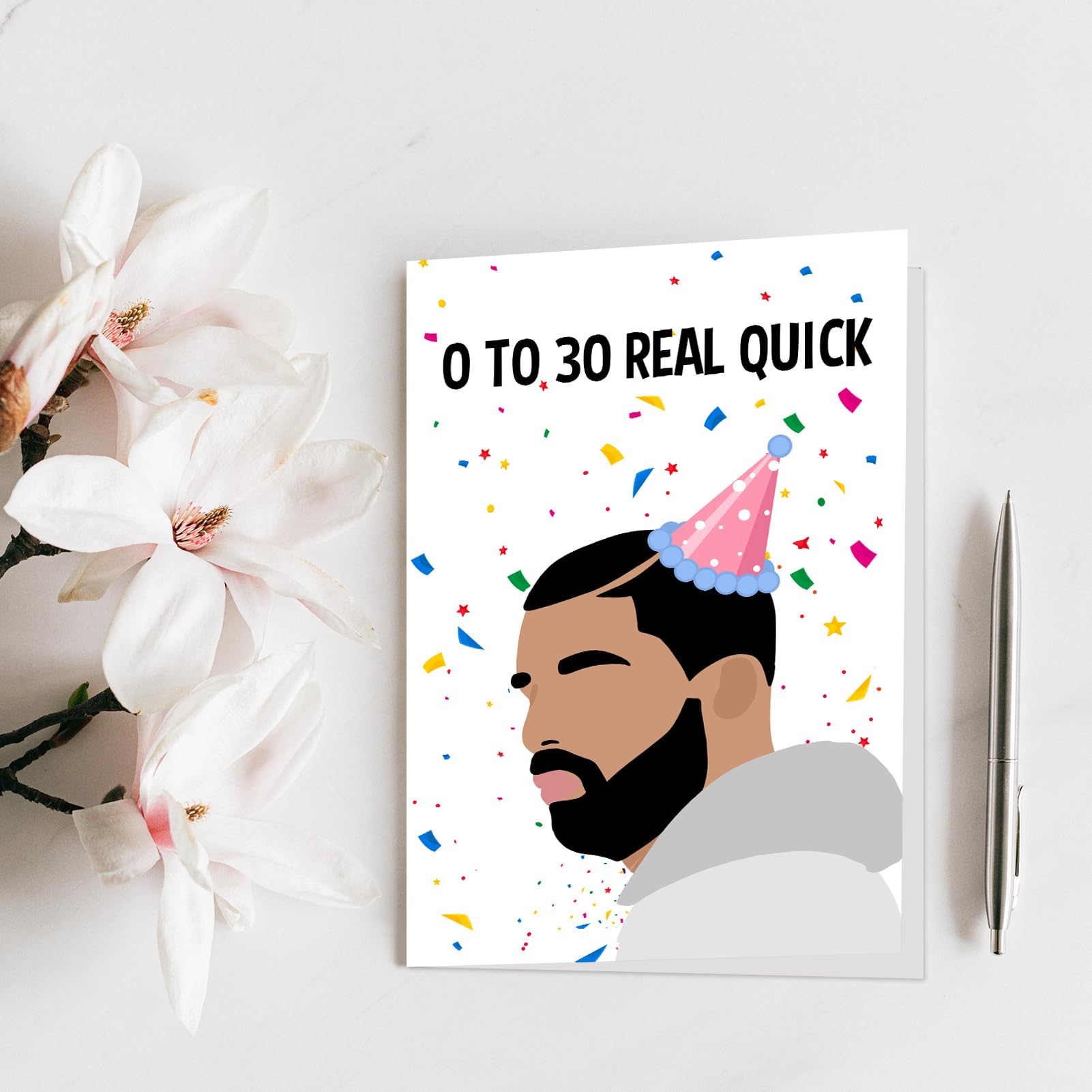 Qiliji Funny 30th Birthday Card for Men Women, Drake 30 Years Old Birthday Card, Happy 30th Bday Greeting Card, 0 To 30 Real Quick Birthday Card