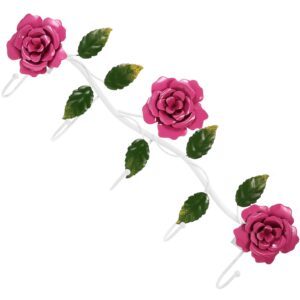 LOGOFUN Metal Wall Hooks Rose Flower Coat Hooks Rustic Style Hanging Hook for Bathroom Room Decorations (Rose)