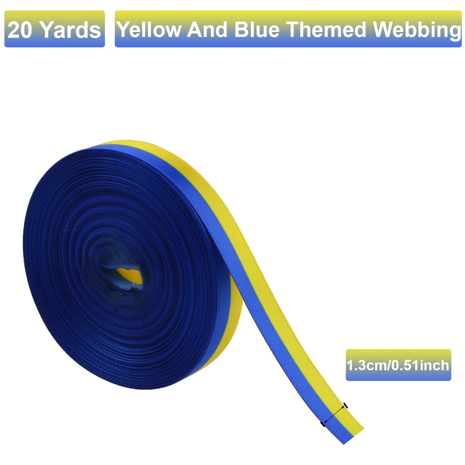 WANDIC 20 Yards Down Syndrome Awareness Satin Ribbon, Yellow & Blue Ribbon World Down Syndrome Day Ribbon for Gift Wrapping, Brooch Making