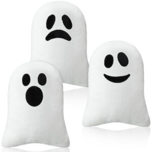 Tradder 3 Pcs Halloween Pillows Cute Ghost Shaped Pillow Halloween Decorative Throw Pillow 15.7'' Stuffed Ghost Fluffy Plush Pillow Soft Cute Throw Pillow for Halloween Home Party Decor Gift (Funny)