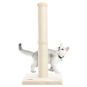 karolpar 34inch cat scratching post with natural sisal rope 4.3inch large diameter scratcher post tree for indoor cats beige