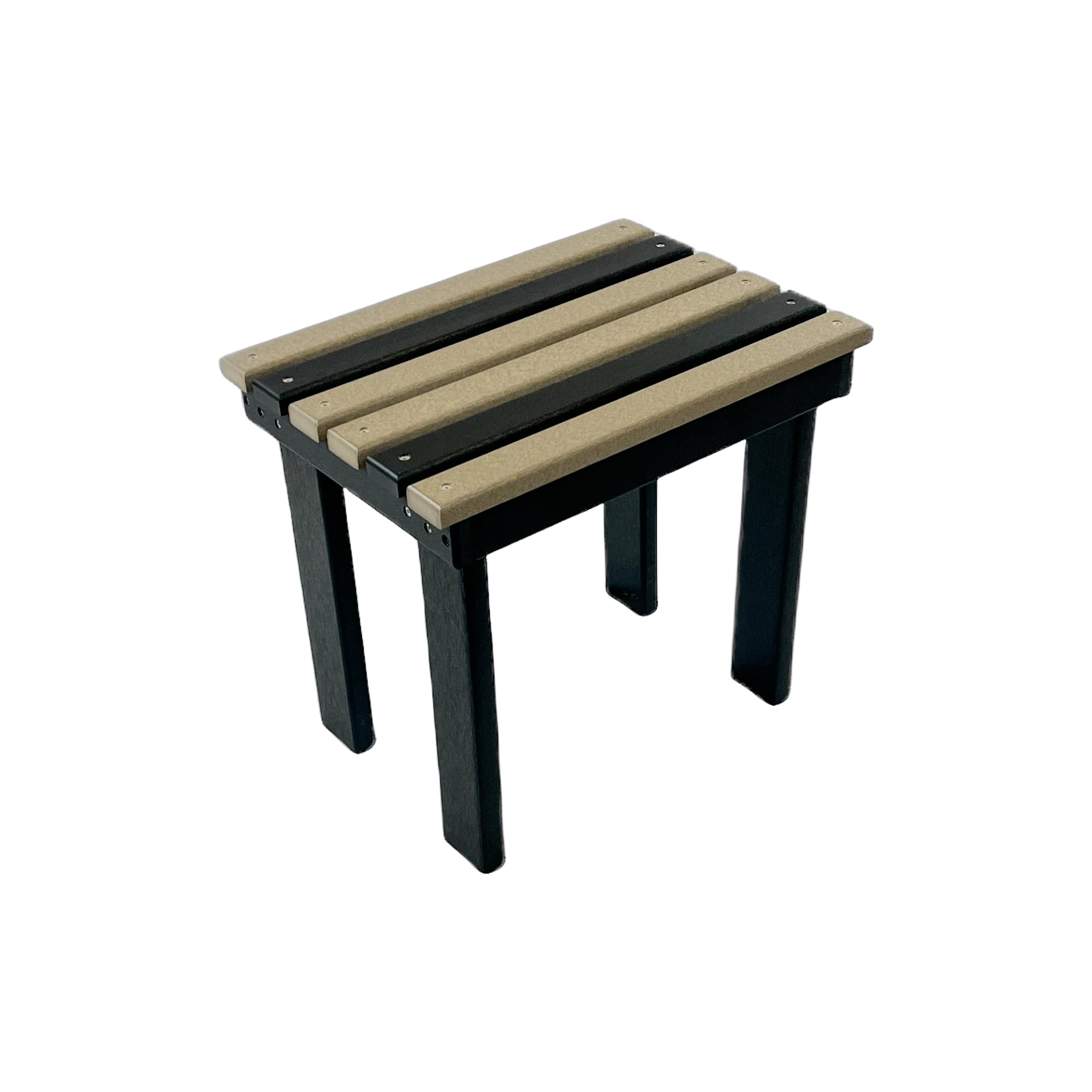 Poly Outdoor Side Table - Premium Quality | Affordable Price - Amish Handcrafted in The USA - 20-Year Warranty - All-Weather Resistant & Maintenance Free (Weathered Wood/Black)