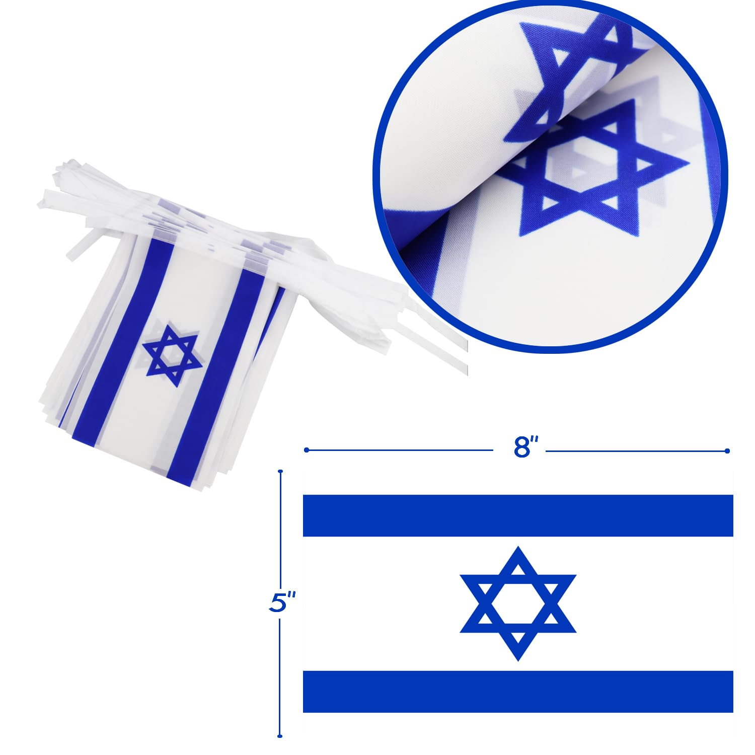 Israel String Flag Pennant Banner - 38 Flags, 42 Feet Small Mini Israeli Flags Bunting Banner for Country Decoration, School, Party, Sports Events