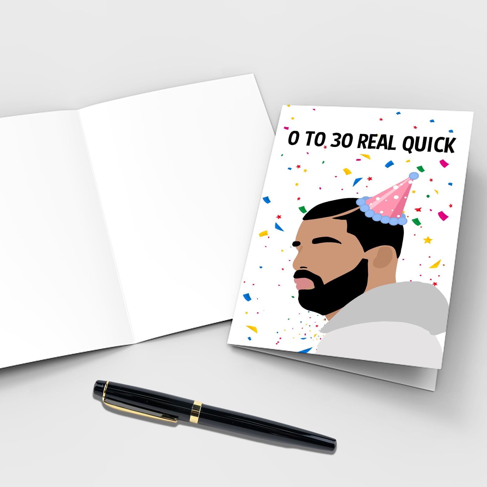 Qiliji Funny 30th Birthday Card for Men Women, Drake 30 Years Old Birthday Card, Happy 30th Bday Greeting Card, 0 To 30 Real Quick Birthday Card