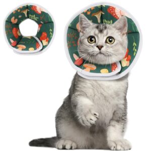 mushroom soft cat recovery collar adjustable elizabethan pet kittens neck protective cone after surgery prevent from licking and scratching washable comfortable protective collar (s)