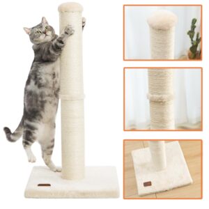 Karolpar 34inch Cat Scratching Post with Natural Sisal Rope 4.3Inch Large Diameter Scratcher Post Tree for Indoor Cats Beige