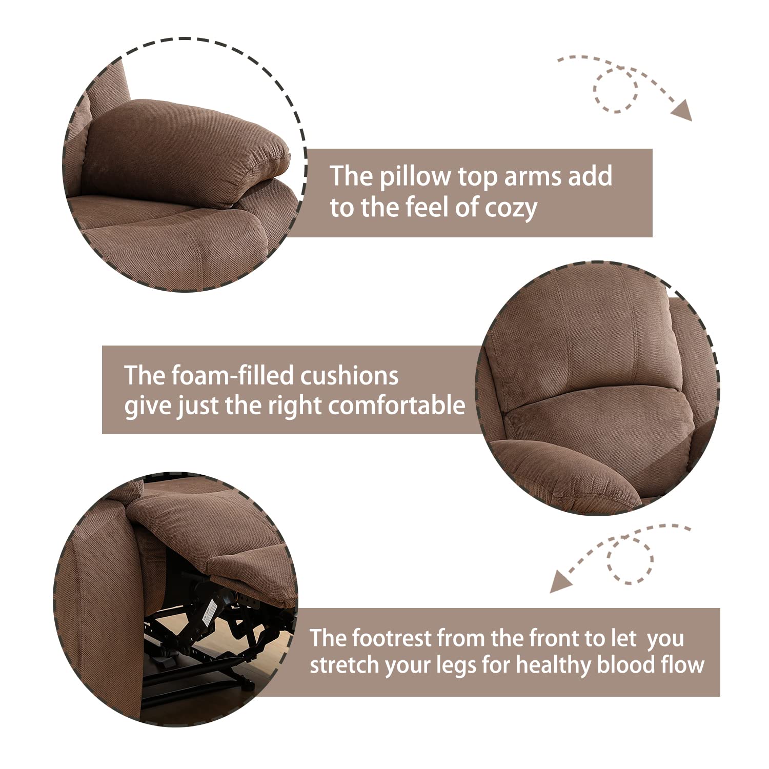 Plithzy Recliner Couch for Living Room, 73" Reclining Sofa Corduroy Fabric, Manaul Recliner Loveseat with Console Storage and Cup Holders (Loveseat, Brown)