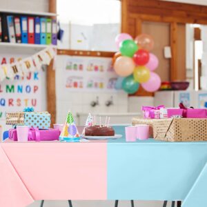 Peryiter 3 Pcs Disposable Gender Reveal Party Supplies Plastic Gender Reveal Tablecloths Waterproof Pink and Blue Tablecloth for Boy or Girl Baby Shower Birthday Party Decorations, 54 x 108 Inches