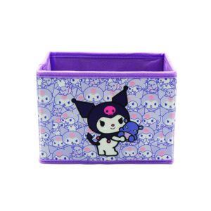 eiodlulu cute collapsible storage bin kawaii foldable baskets cube box organizer kitty for room home closet shelves decor gifts accessories (s-purple)