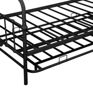 Twin Metal Daybed Frame with Trundle,Heavy Duty Steel Slat Support Space Saving Bed Sofa,Bedroom Living Room Furniture,Black