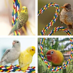 Bird Rope Perch Parrot Toys Birds Bungee Rope Perch Climbing Swing Perches for Parrot Cockatiels Toy Bird Cage Stand Accessories Colorful Parakeet Rope Perch Small Spiral Rope Perch (23.6 Inches)