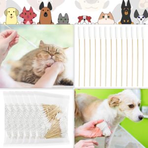 Sweetude 500 Pcs 6 Inch Dog Ear Cotton Swabs Long Cotton Swabs Pet Cotton Swabs Pets Ear Cleaner Swabs with Long Bamboo Handle for Dogs Cats Ear Cleaning Supply for Puppies and Pets