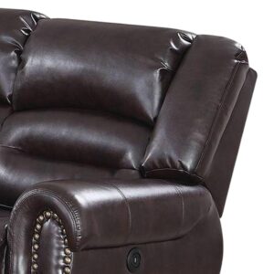 Benjara BM299094 86 in. Power Recliner Sofa with USB Charging Port Brown