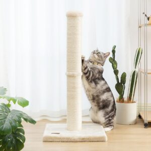 Karolpar 34inch Cat Scratching Post with Natural Sisal Rope 4.3Inch Large Diameter Scratcher Post Tree for Indoor Cats Beige